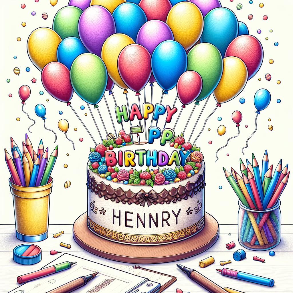 joyeux anniversaire à  » Henry »: créez texte et image