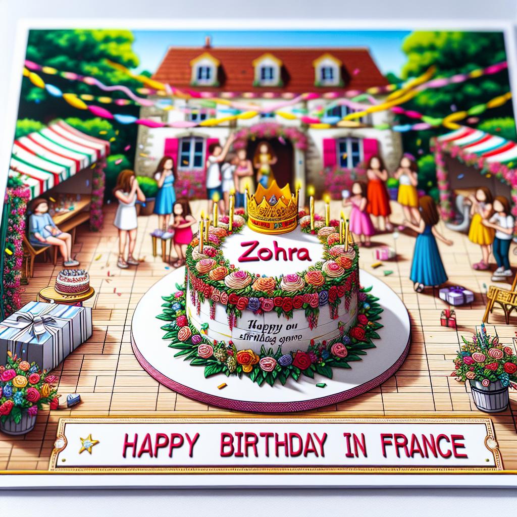 joyeux anniversaire à  » Zohra « : créez texte et image