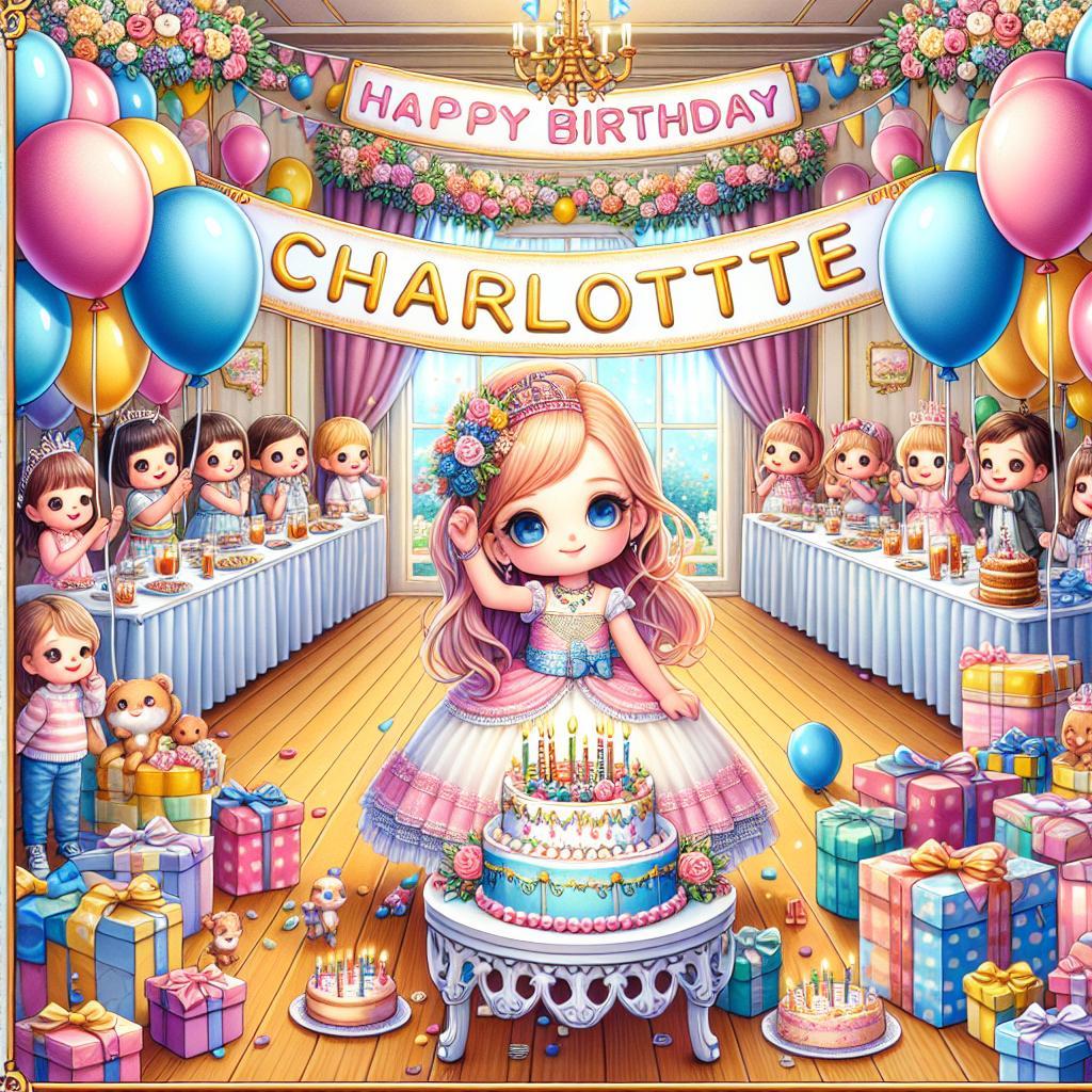 joyeux anniversaire à  » Charlotte « : créez texte et image