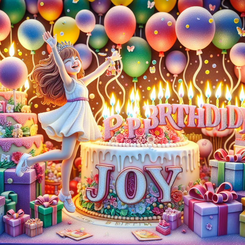 joyeux anniversaire à  » Joy « : créez texte et image