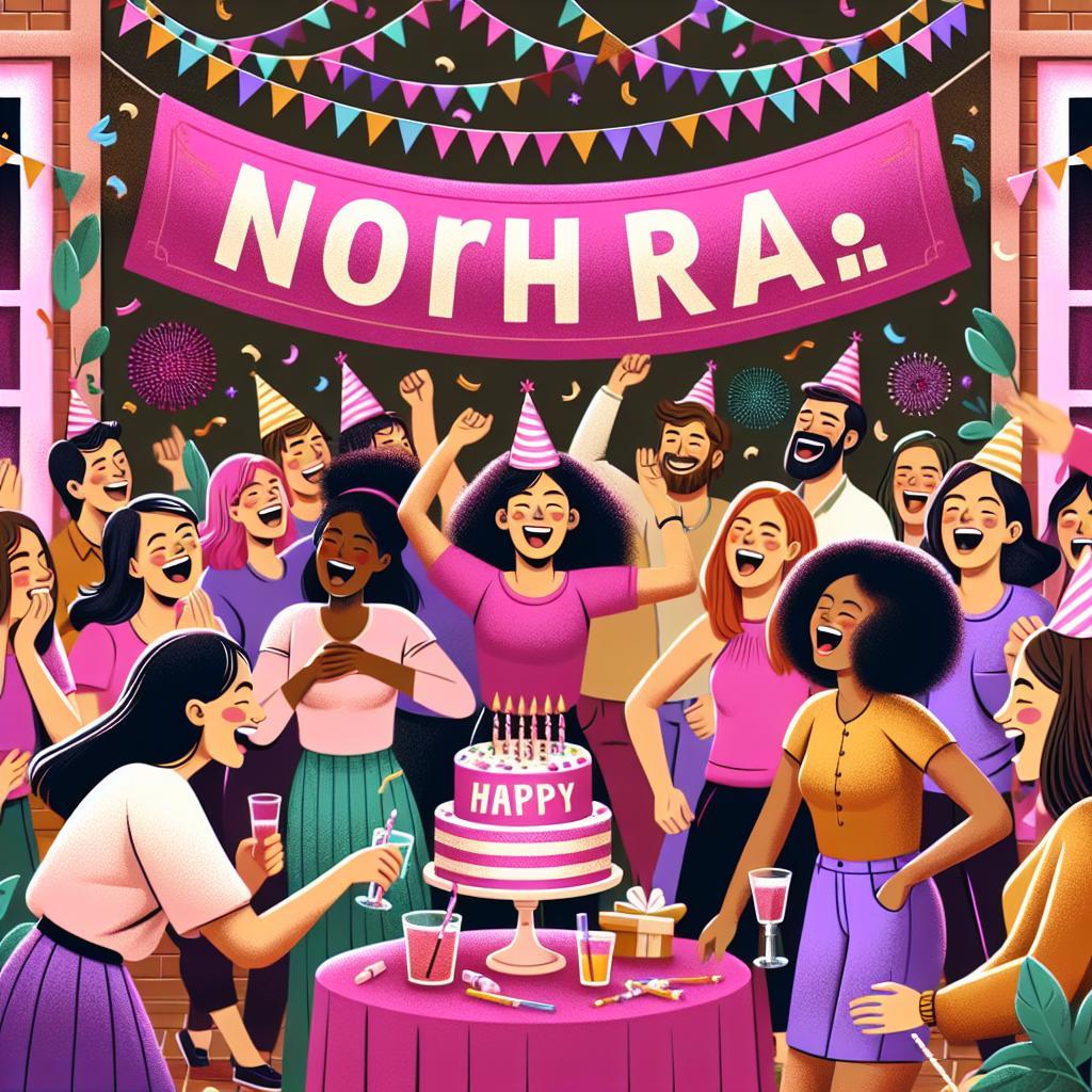 joyeux anniversaire à  » Nora « : créez texte et image