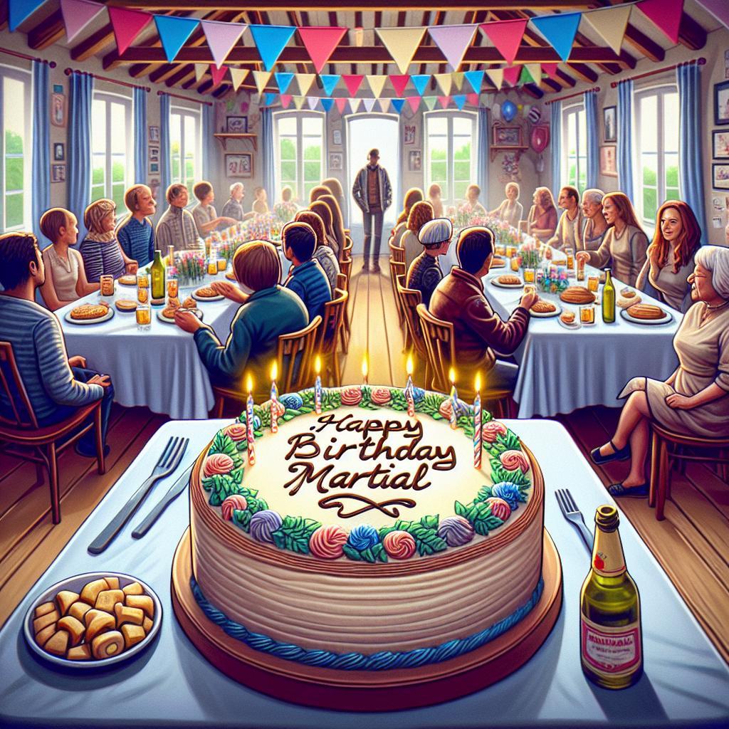 joyeux anniversaire à  » Martial »: créez texte et image