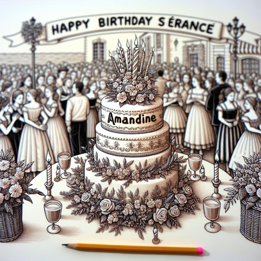 joyeux anniversaire à  » Amandine « : créez texte et image