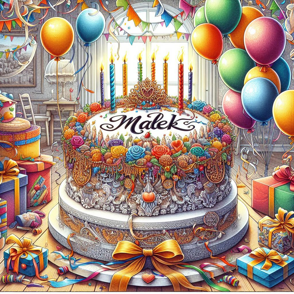 joyeux anniversaire à  » Malek « : créez texte et image