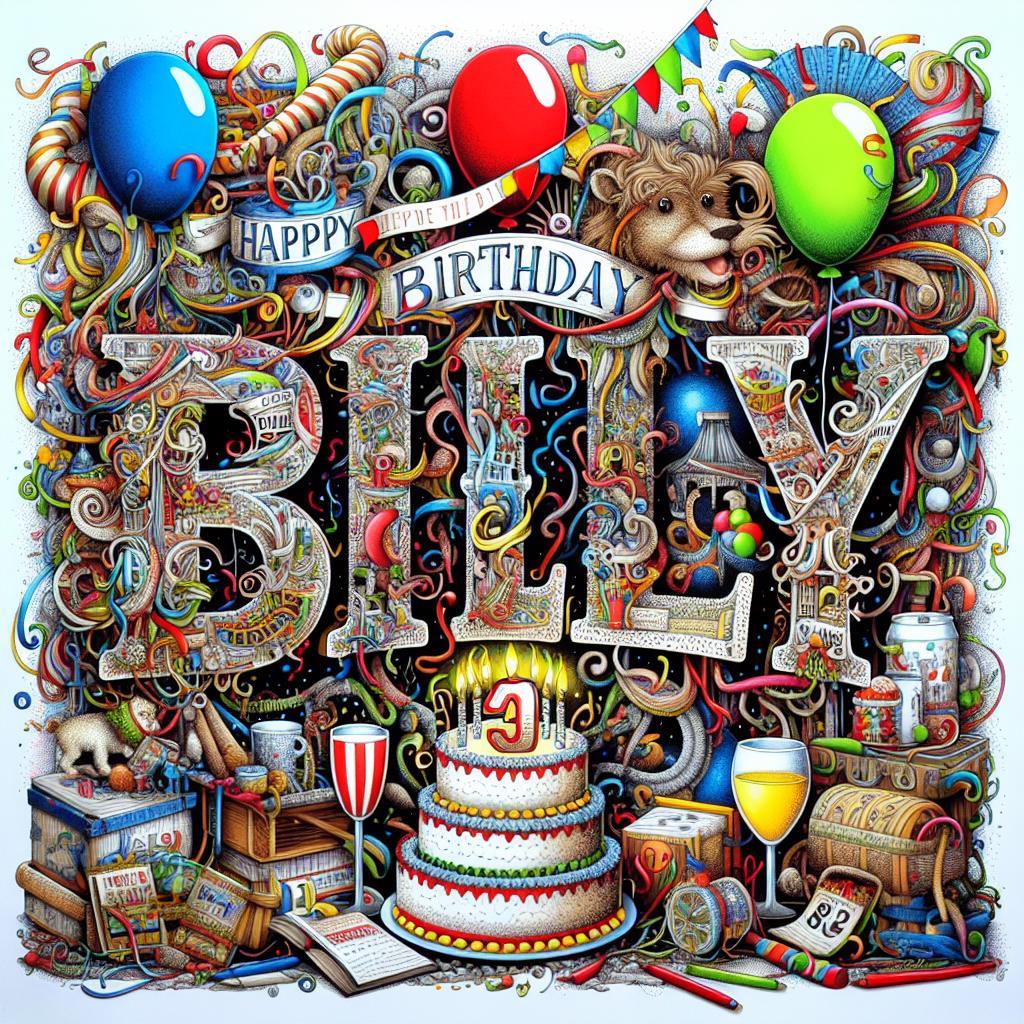 joyeux anniversaire à  » Billy »: créez texte et image