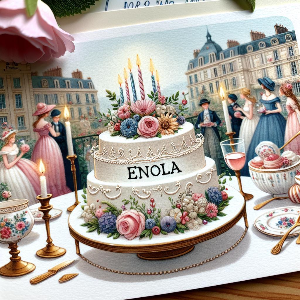 joyeux anniversaire à  » Enola « : créez texte et image