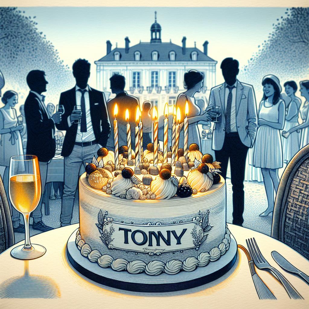 joyeux anniversaire à  » Tony »: créez texte et image