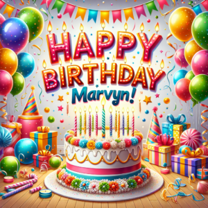 joyeux anniversaire à " Marvyn": créez texte et image