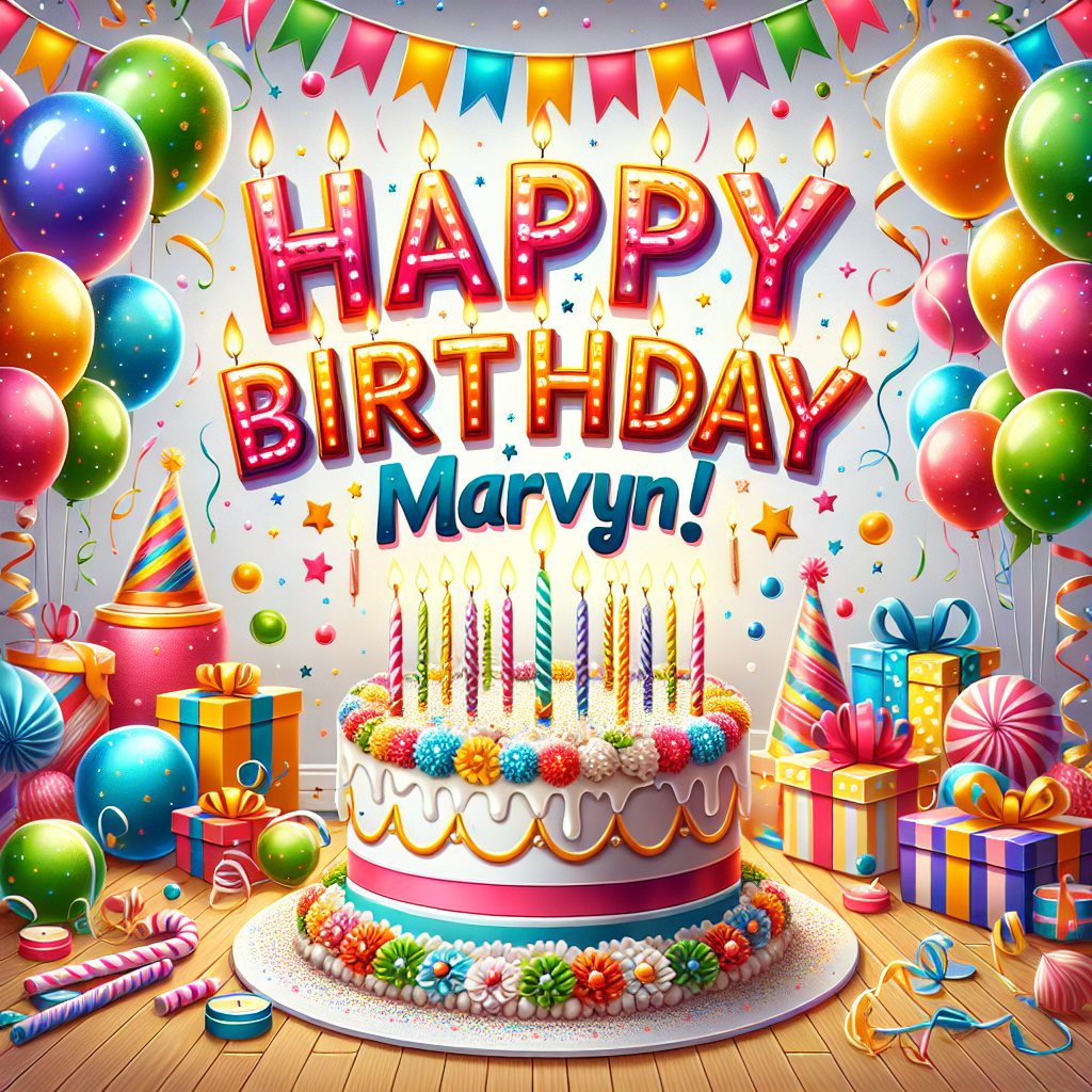 joyeux anniversaire à \" Marvyn\": créez texte et image
