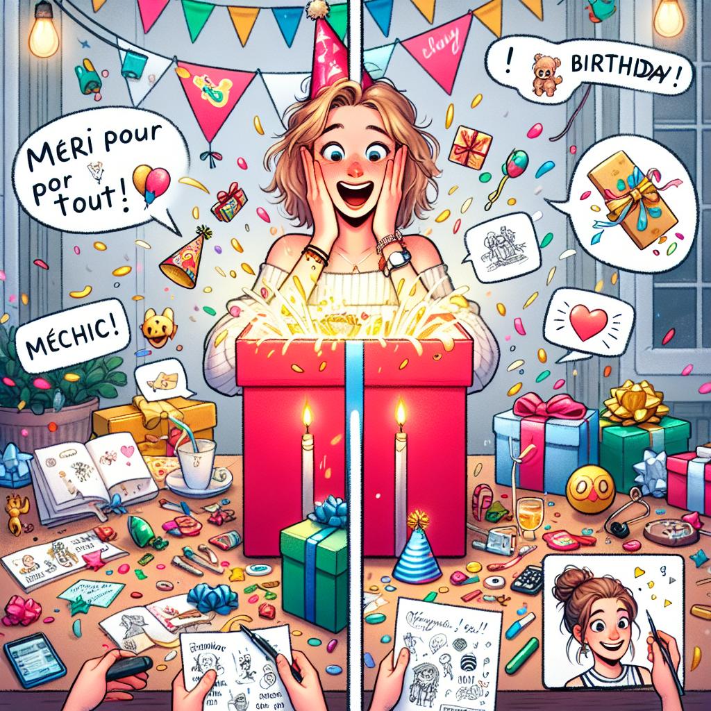Merci pour les cadeaux ! Je m’y attendais pas ! »: Créez une carte de remerciement d’anniversaire