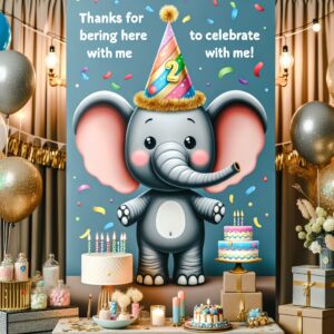 Remerciements vœux d’Anniversaire: Éléphant de Bonheur