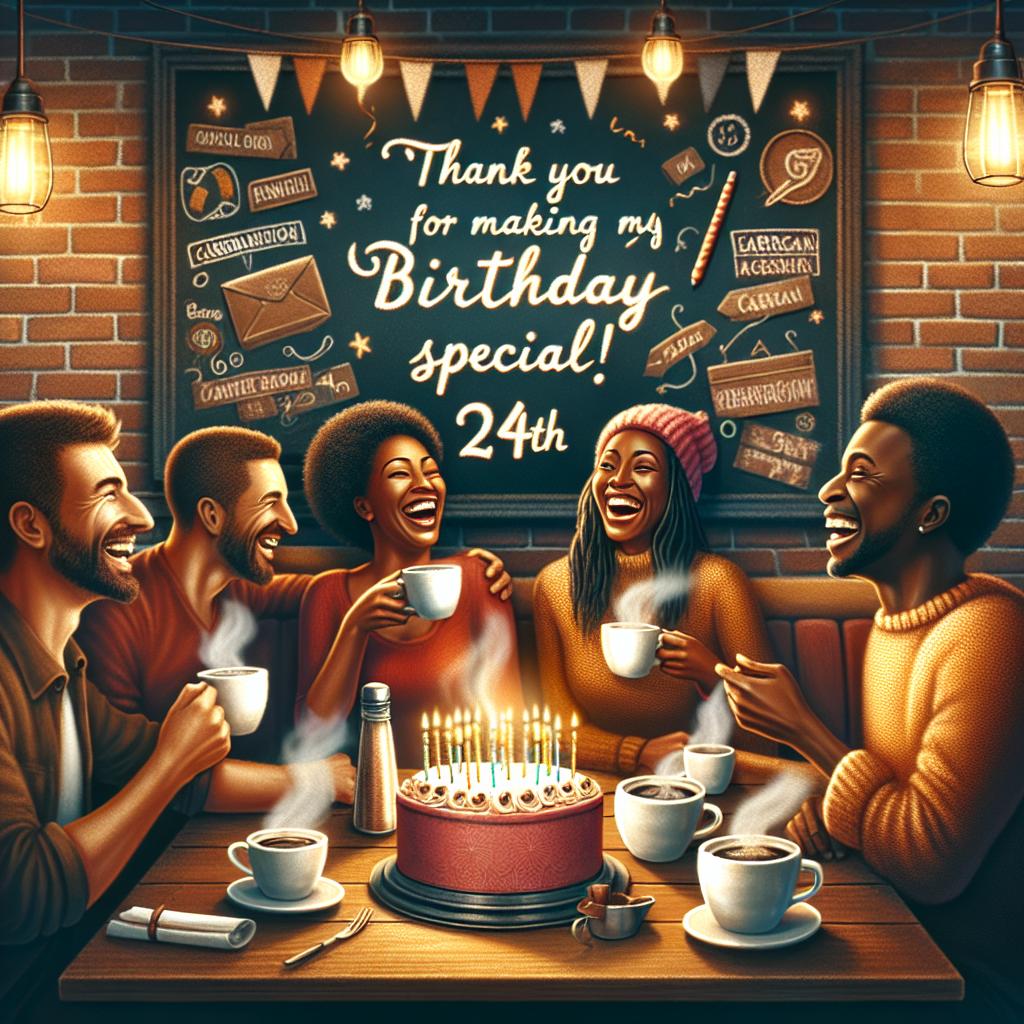 Remerciements souhaits d’anniversaire: Café avec Amis