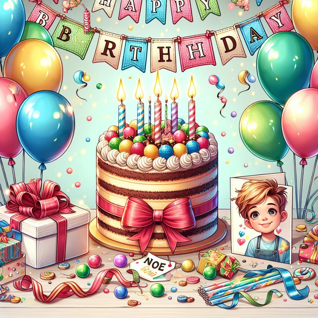 joyeux anniversaire à  » Noé »: créez texte et image