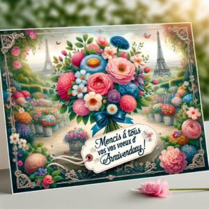 Bouquet de Fleurs Éclatantes:remerciements de souhaits d'anniversaire