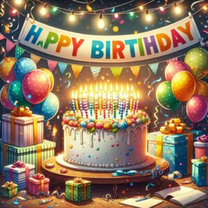 joyeux anniversaire. Style d'image: illustration
