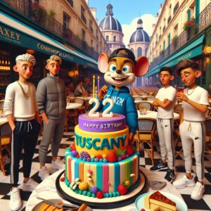 joyeux anniversaire à " Toscane ": créez texte et image