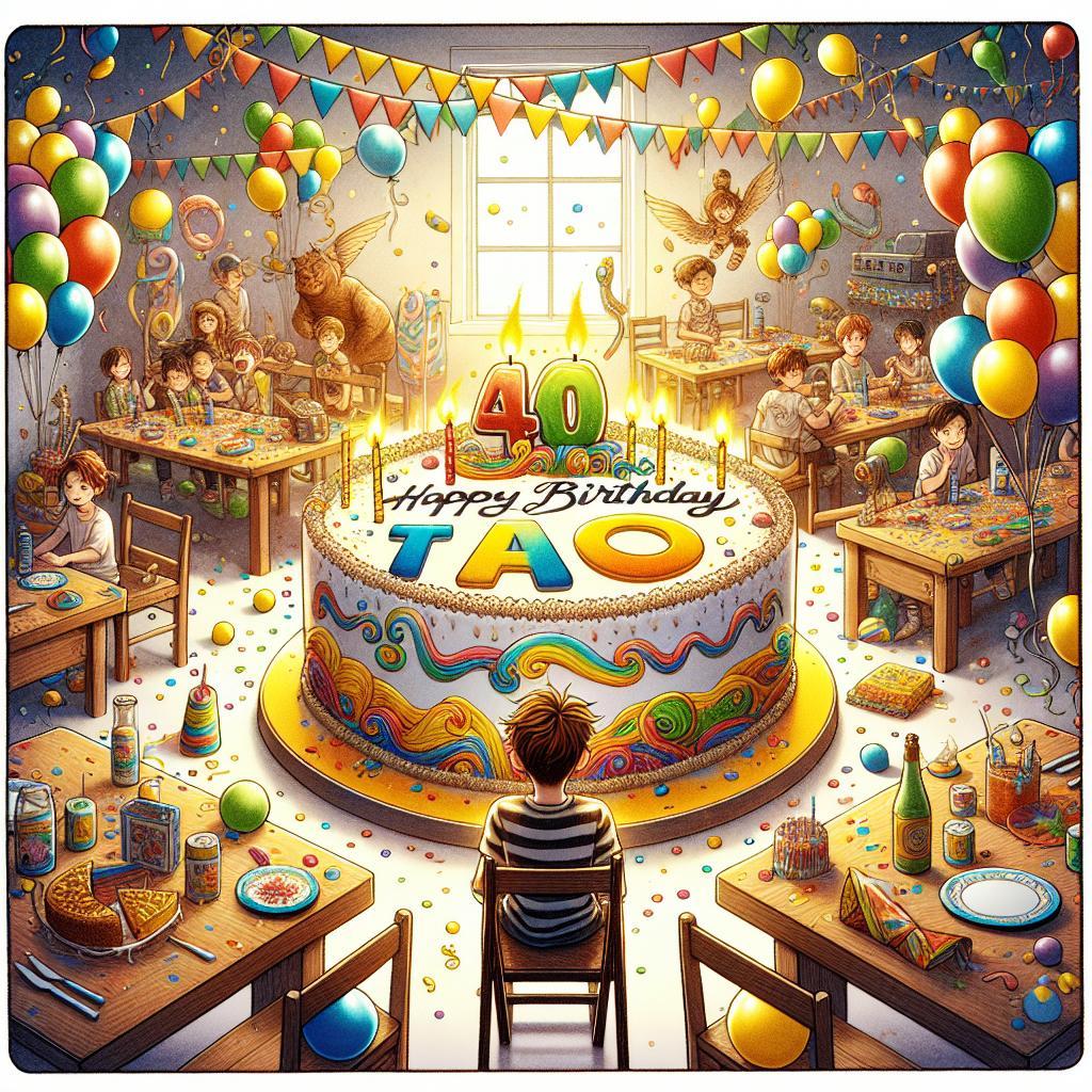 joyeux anniversaire à  » Tao »: créez texte et image