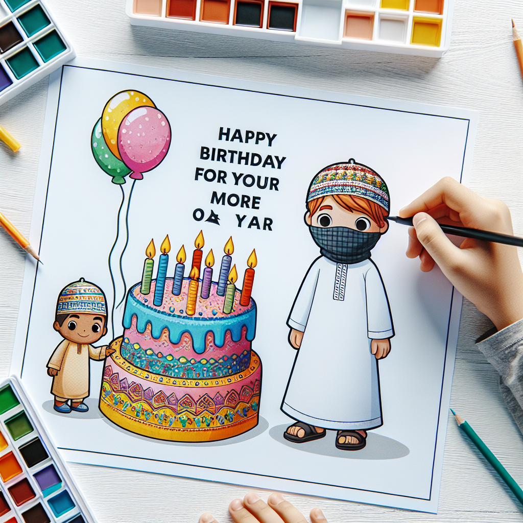 merci de créer une image d\'anniversaire de mon frère \"Muhammad\" et inscrire sur gâteau d\'anniversaire ceci \"joyeux anniversaire Muhammad pour tes 1 an de plus\"